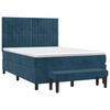 vidaXL Boxspring met matras fluweel donkerblauw 140x190 cm