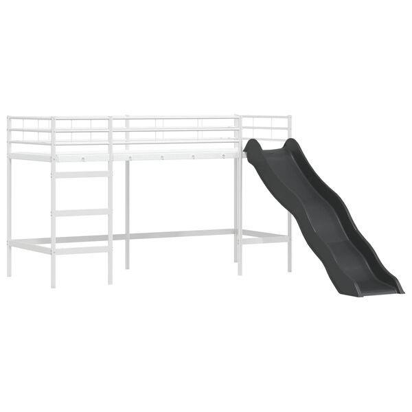 vidaXL Kinder loft bedframe met glijbaan Wit en Antraciet 100 x 190 cm