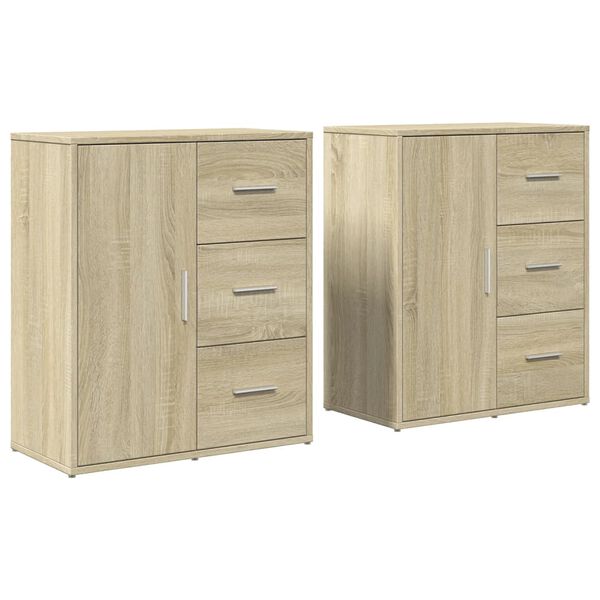 vidaXL Dressoirs 2 st 60x31x70 cm bewerkt hout sonoma eikenkleurig