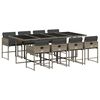 vidaXL 9-delige Tuinset met kussens poly rattan grijs