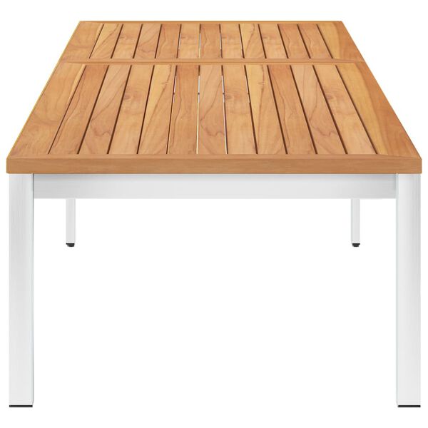 vidaXL Ligbed met kussen massief teakhout en roestvrij staal