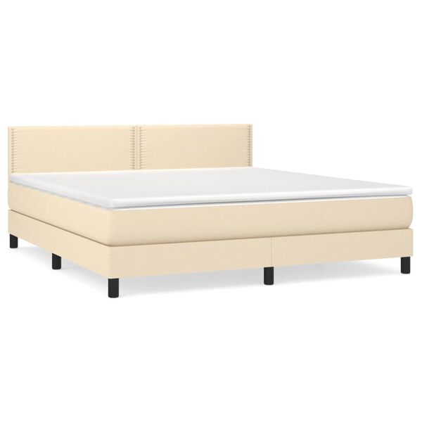 vidaXL Boxspring met matras stof cr&egrave;mekleurig 180x200 cm