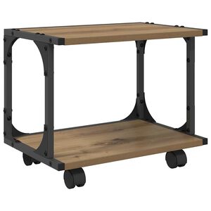vidaXL Printerstand Artisanaal eiken 41 x 28 x 33,5 cm Bewerkt hout