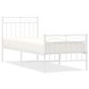 vidaXL Bedframe met hoofd- en voeteneinde metaal wit 75x190 cm