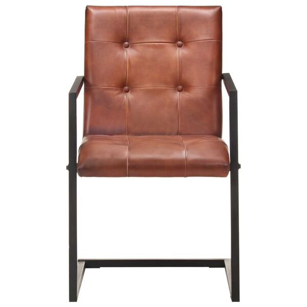 vidaXL Eetkamerstoelen 4 st echt leer bruin