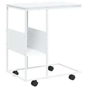 vidaXL Bijzettafel met wieltjes 55x36x63,5 cm bewerkt hout wit