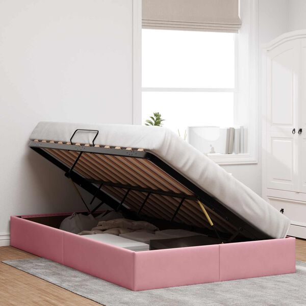 vidaXL Opslag bed met opslag Roze 120 x 200 cm Fluweel