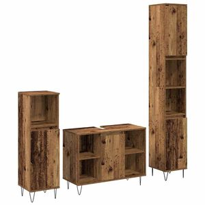 vidaXL Badkamermeubelset met plank 3 pcs Oud Hout Bewerkt hout