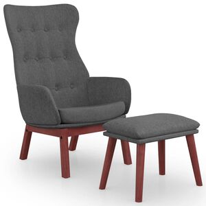 vidaXL Relaxstoel met voetenbank stof donkergrijs