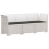 vidaXL 3-zits tuinbank met kussens in rattanlook PP Wit
