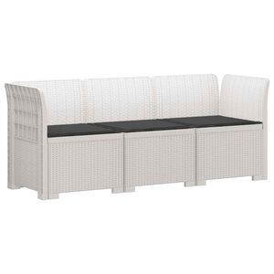 vidaXL 3-zits tuinbank met kussens in rattanlook PP Wit
