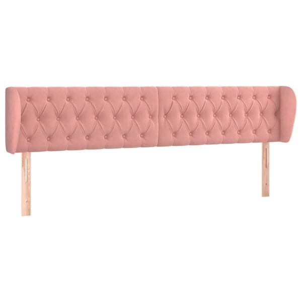 vidaXL Hoofdbord met randen 203x23x78/88 cm fluweel roze