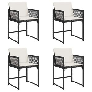 vidaXL Tuinstoelen 4 st met kussens poly rattan zwart
