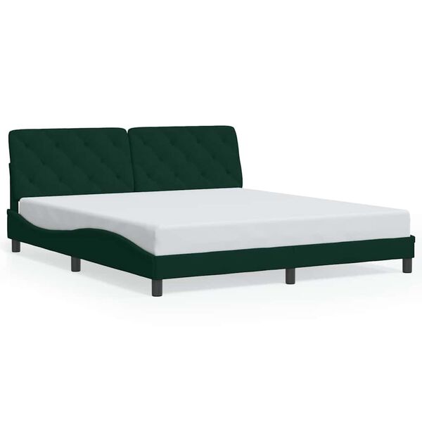 vidaXL Bedframe zonder matras 180x200 cm fluweel donkergroen
