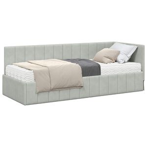 vidaXL Hoekbedframe met Matras 2 st Lichtgrijs 80 x 200 cm Fluweel