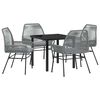 vidaXL Tuin eettafelset met kussen 5 pcs Grijs poly rattan