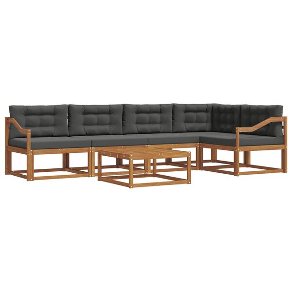 vidaXL Buiten bankenset met kussen 6 pcs Natuurlijk en Antraciet