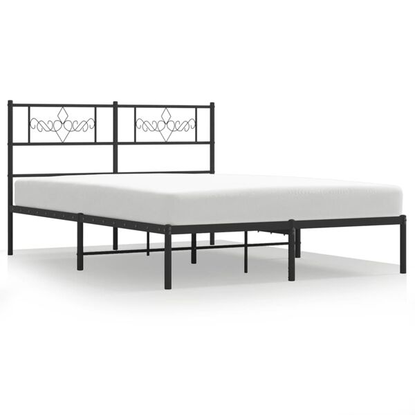 vidaXL Bedframe met hoofdbord metaal zwart 120x190 cm