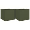 vidaXL Plantenbakken 2 st 49x47x46 cm staal olijfgroen