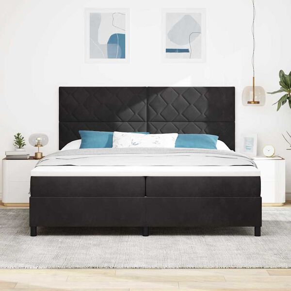 vidaXL LED Box Spring Bed met matras Zwart 200 x 200 cm Stof