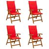 vidaXL Recliner Tuinstoelen 4 st Naturel Massief Acaciahout