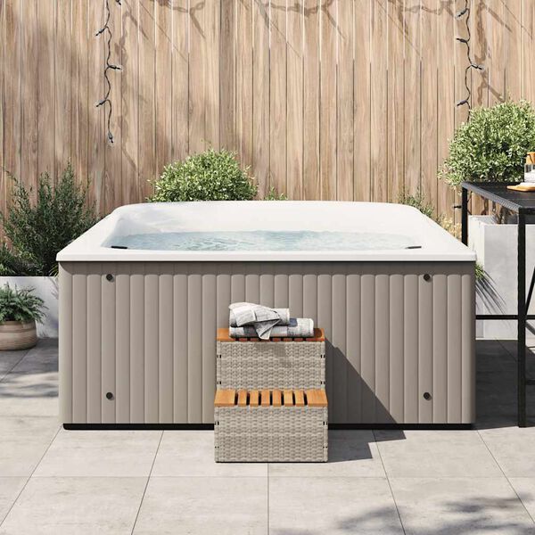 vidaXL Hottub-opstap 50x50x50,5 cm poly rattan&massief acaciahout