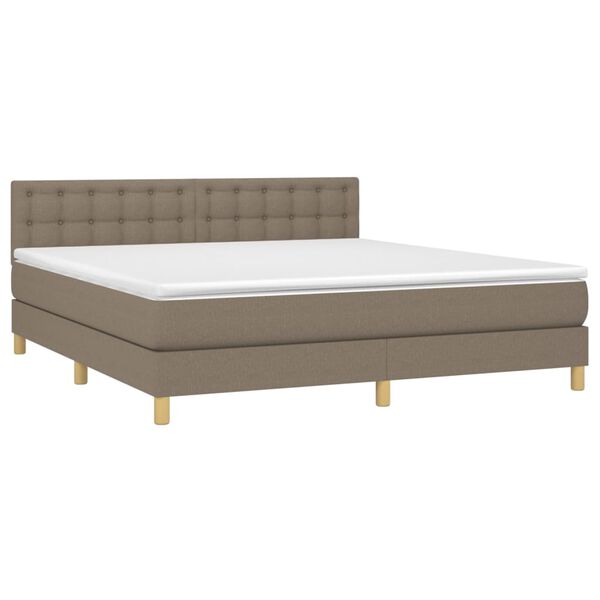 vidaXL Boxspring met matras stof taupe 160x200 cm