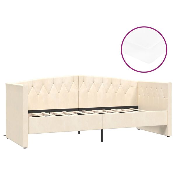 vidaXL Slaapbank met matras en USB fluweel cr&egrave;mekleurig 90x200 cm