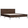 vidaXL Bedframe bewerkt hout metaal bruin eikenkleur 135x190 cm