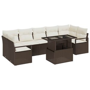 vidaXL Tuin Sofa Set met kussen 8 pcs Bruin en cr&egrave;me poly rattan