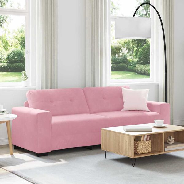 vidaXL | 3-Zits Sofa | met kussen Roze Fluweel