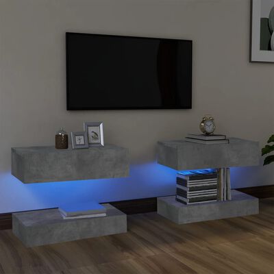 vidaXL Tv-meubelen 2 st met LED-verlichting 60x35 cm betongrijs