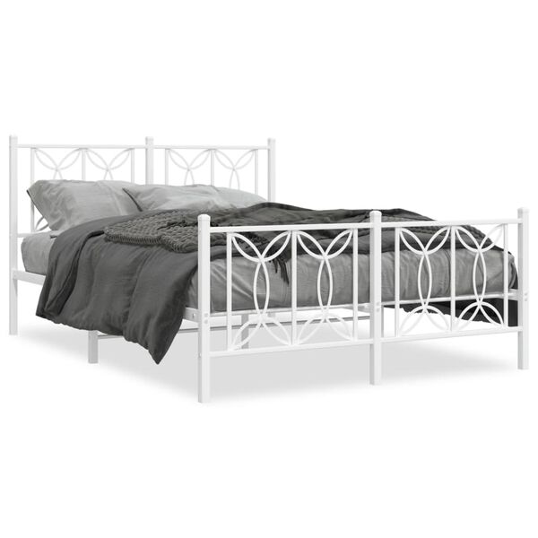 vidaXL Bedframe met hoofd- en voeteneinde metaal wit 140x190 cm