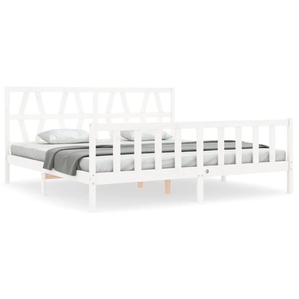 vidaXL Bedframe zonder matras massief grenenhout wit 200x200 cm