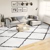 vidaXL Vloerkleed PAMPLONA shaggy hoogpolig 300x400 cm cr&egrave;me en zwart