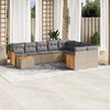 vidaXL 10-delige Loungeset met kussens poly rattan beige
