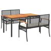 vidaXL 3-delige Tuinset met kussens poly rattan zwart