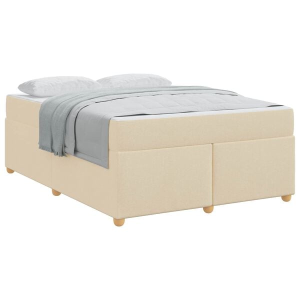 vidaXL Bedframe met matras Cr&egrave;me 140 x 200 cm Stof
