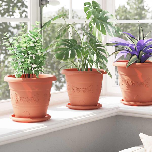 vidaXL Plantenpotten 24 pcs Baksteenrood &Oslash; 26 x 21.5 cm Kunststof