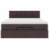 vidaXL Bed poef met matras en LED's 140x190 cm stof donkerbruin