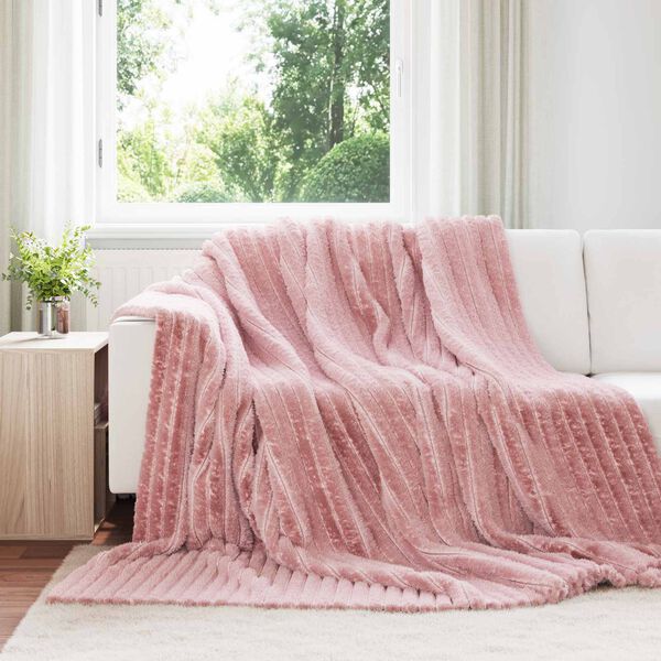 vidaXL Gooi Deken Roze 240 x 220 cm Fleece
