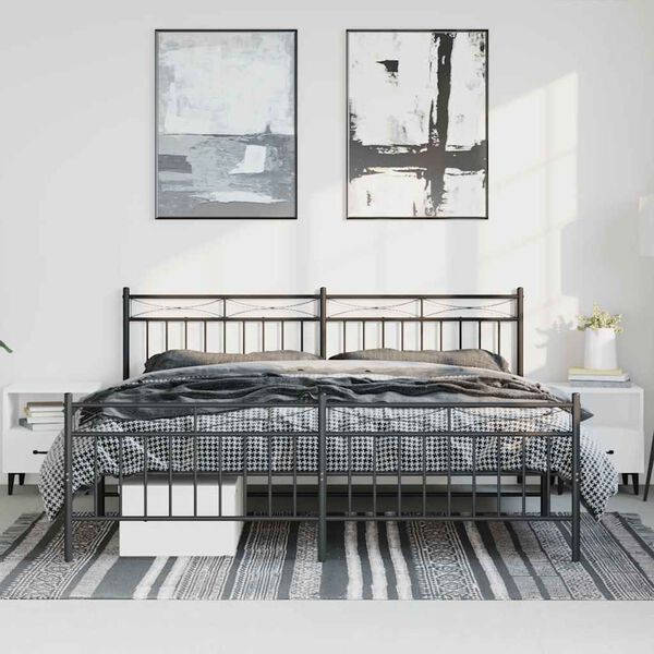 vidaXL Bedframe met hoofd- en voeteneinde metaal zwart 193x203 cm