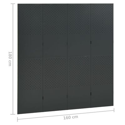vidaXL Kamerschermen 2 st met 4 panelen 160x180 cm staal antraciet