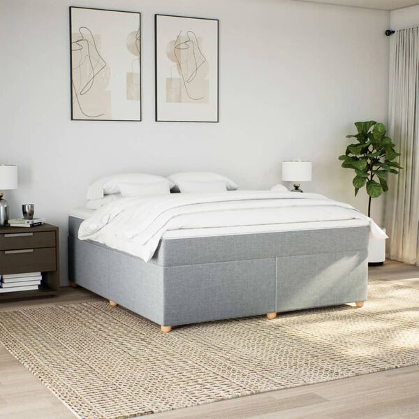 vidaXL Boxspring met matras stof lichtgrijs 180x200 cm