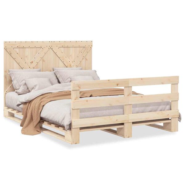 vidaXL Bedframe met hoofdbord massief grenenhout 160x200 cm