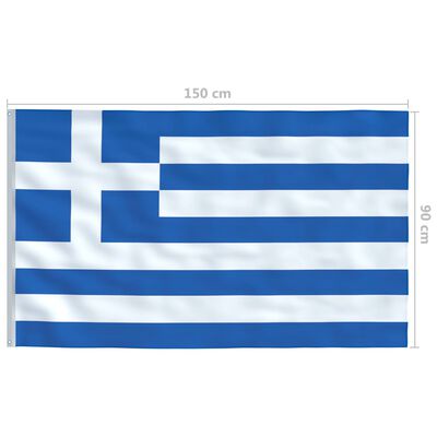 vidaXL Vlag met vlaggenmast Griekenland 4 m aluminium
