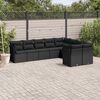 vidaXL 9-delige Loungeset met kussens poly rattan zwart