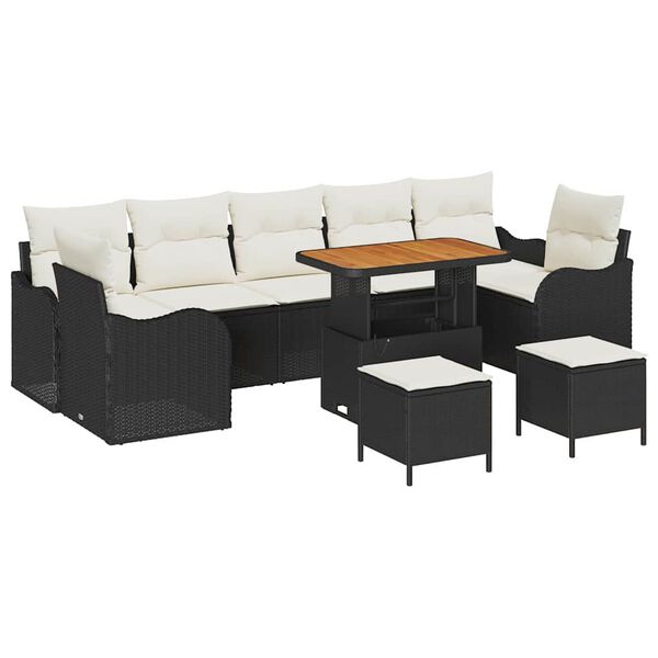 vidaXL Tuin Sofa Set met kussen met opslag 10 pcs Zwart en Cr&egrave;me