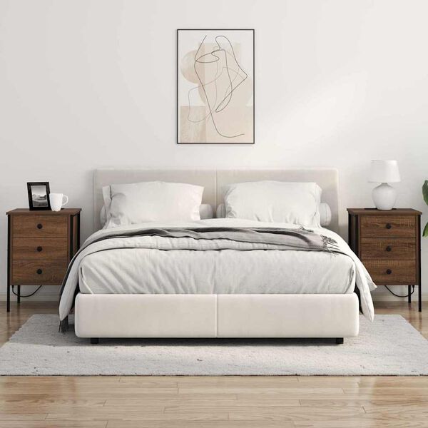 vidaXL Nachtkastje 2 pcs Bruin Eiken 42 x 41 x 61 cm Bewerkt hout