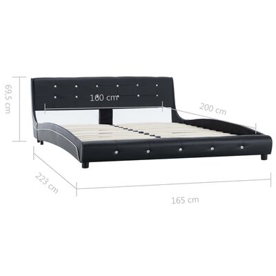 vidaXL Bed met traagschuim matras kunstleer zwart 160x200 cm